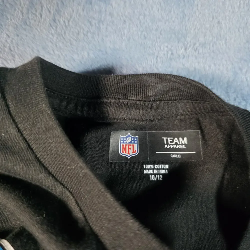 Carolina Panthers Girls 10/12 Long Sleeve Shirt NFL Team Apparel Black NWT